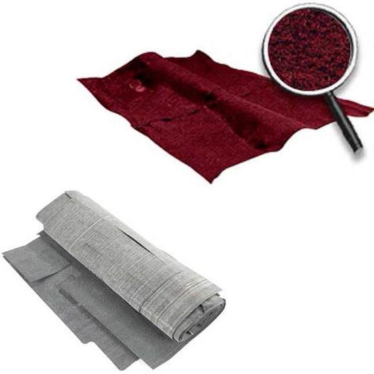 53149915 1974-79 Nova, Molded Carpet & Underlay Kit, Cutpile, 2/4 Door, w/o Console, Maroon/Oxblood