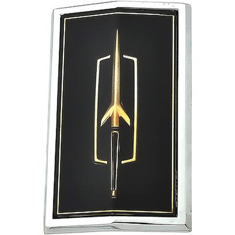 553237 1976 Oldsmobile Cutlass, Delta, 98, Nose Emblem, Rocket Logo, Black & Gold