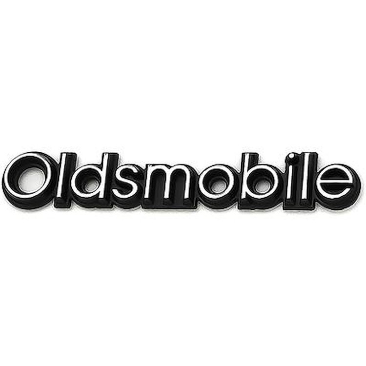 555735 1976-90 Oldsmobile, Nameplate Emblem, Front Fender, Trunk Lid, Tailgate, Rear Panel