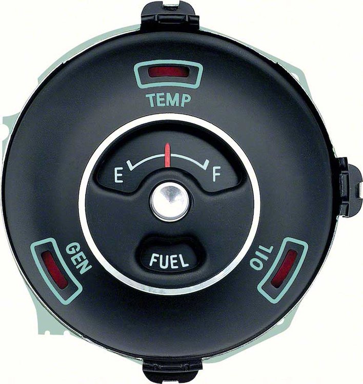 5644638 Dash Fuel Gauge 1963-64 Chevy II, Nova; with Temp, Gen, Oil Lights; GM Licensed