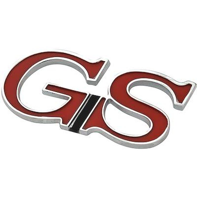 7334277 1967-69 Buick Gran Sport, GS 350, GS400, Sail Panel, Quarter Panel, Trunk Emblem, GS Script