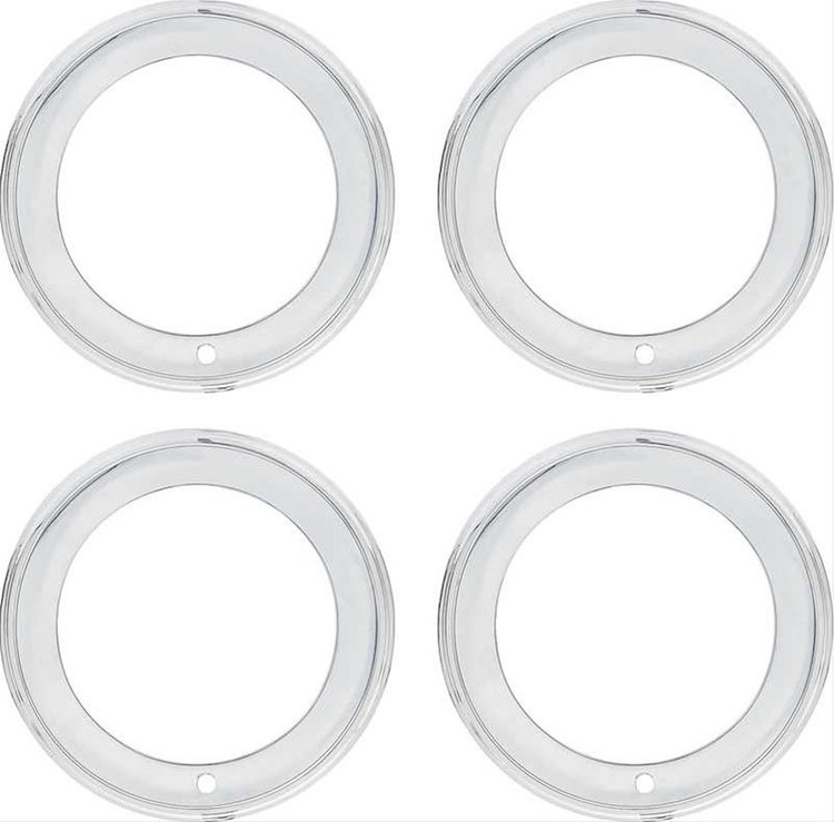 15" Chrome 2-3/8" Deep Step Lip Rally Wheel Trim Ring Set