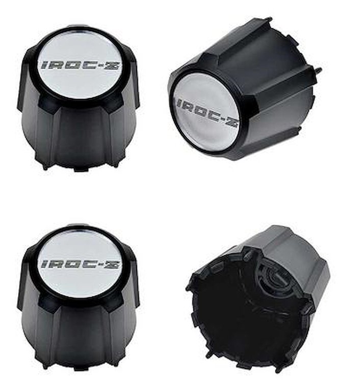 748739 Wheel Center Cap Set 1985-90 Camaro; IROC-Z; N90 Wheel; IROC-Z Logo; Silver/Black; Set Of 4