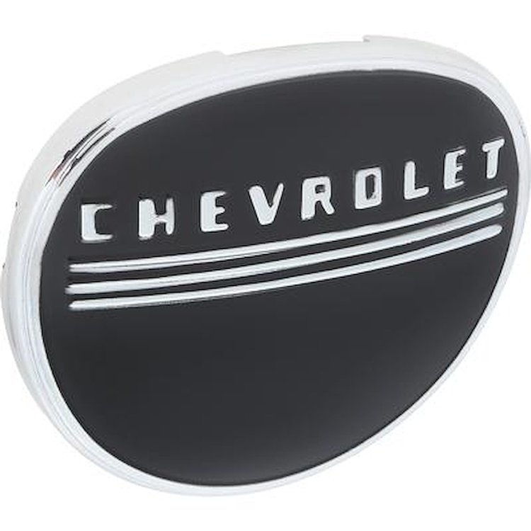 758297 1947-53 Chevy Pickup Truck, Horn Cap, Black, w/ Chrome Border