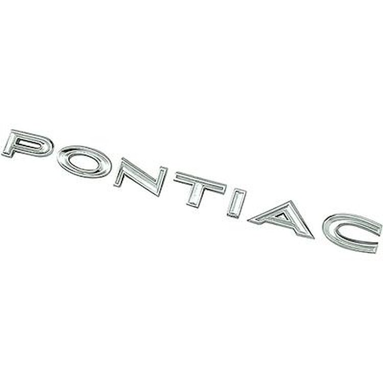 7731772 1966-69 Pontiac Lemans, Tempest, GTO, PONTIAC Nameplate Trunk Letter Set, Die-Cast Emblem