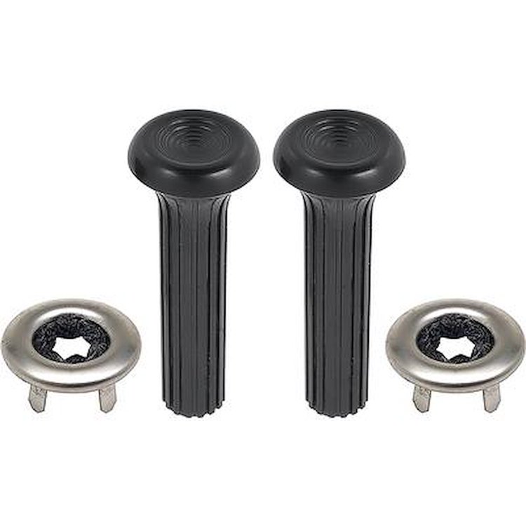 7759026 1968-70 GM, Door Lock Knob & Ferrule Kit, Plastic Knobs, Ribbed Design, Black