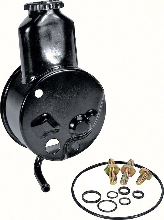 Black Power Steering Reservoir 1969 Chevy Camaro, Chevelle, Impala/Full-Size, Nova w/Big Block - Long Style