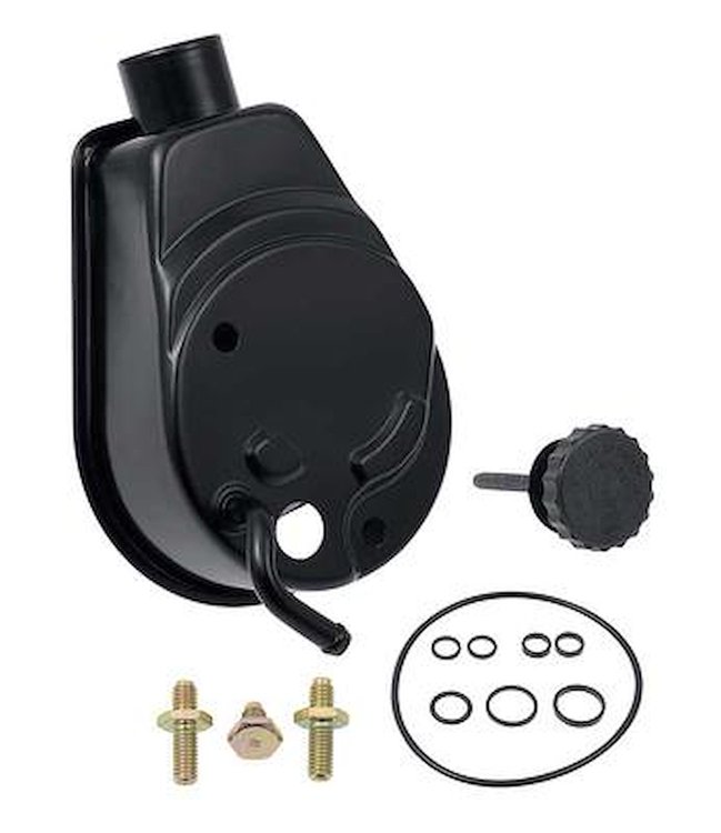 7826736 Power Steering Reservoir-1970-75 Chevrolet, GMC; with Hardware; Black Powder Coated