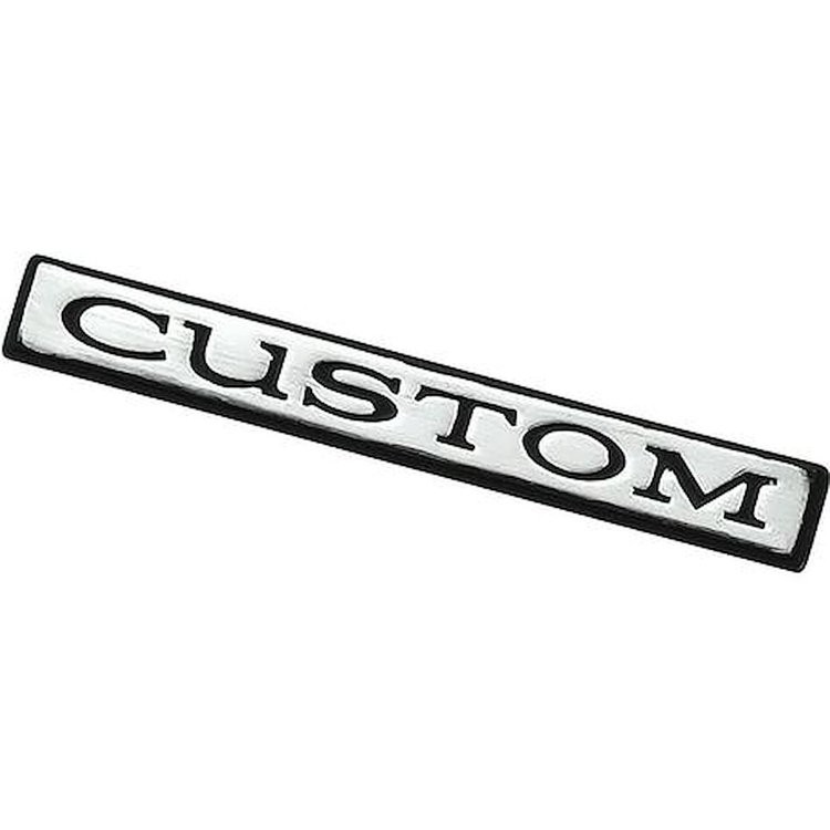 8790967 1970-72 Buick Skylark Custom, Trunk/Decklid Emblem, "CUSTOM"