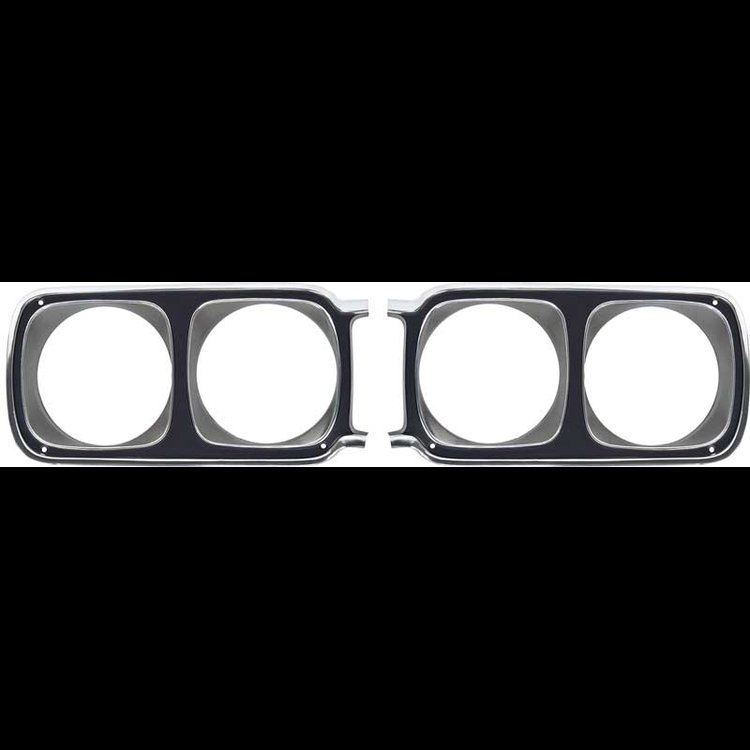 881131 Headlamp Bezels 1969 Road Runner, Belvedere, Satellite; Black; LH And RH; Pair