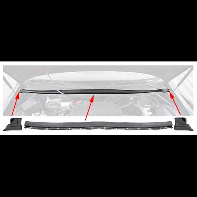 881137 Hood to Cowl Seal and Outer Hood Corner Seals; 1991-96 Impala, Caprice, GM Full Size; 3 Piece Set