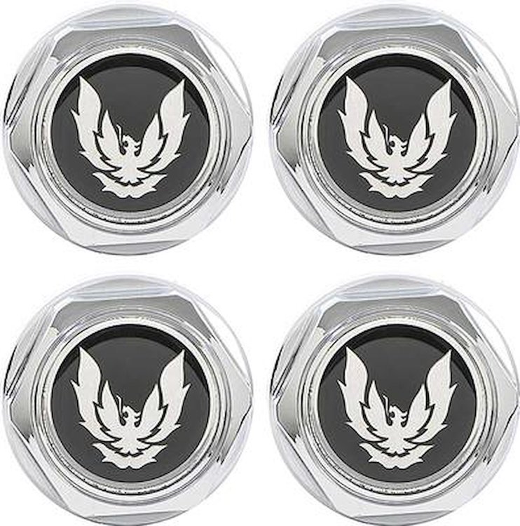 881145 Wheel Center Cap 1982-92 Firebird; GTA Set; Chrome; with Late Silver Bird; Without Clips; 4 Piece Set