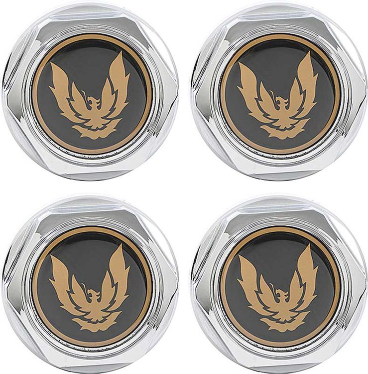 881146 GTA Wheel Center Cap Set 1982-92 Firebird; Chrome; with Late Gold Bird; Without Clips; 4 Piece Set