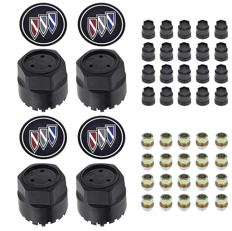 881194 Wheel Center Cap 1984-87 Buick Regal; GTA And Hardware Set With Buick Tri-Shield Emblem 12mm x 1.50