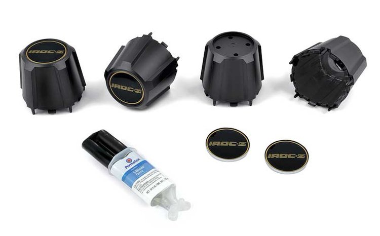 881213 N90 Wheel Black Center Cap With Black/Gold IROC-Z Logo 1982-92 Camaro Z28; Set Of 4