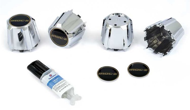 881214 N90 Wheel Chrome Center Cap With Black/Gold IROC-Z Logo 1982-92 Camaro Z28; Set Of 4