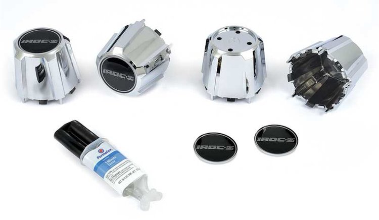 881217 N90 Wheel Chrome Center Cap With Black/Silver IROC-Z Logo 1982-92 Camaro Z28; Set Of 4