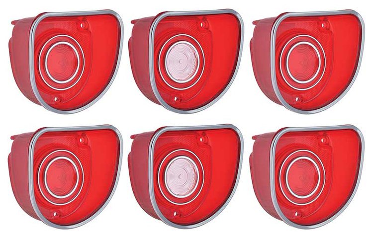 881268 Tail Lamp and Back Up Lamp Lens Set 1968 Impala SS and Caprice