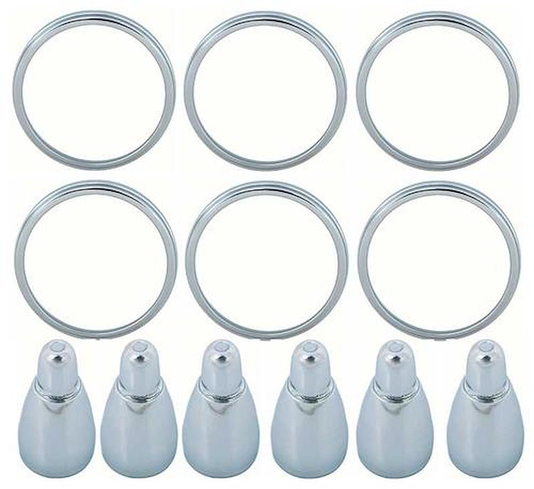 881287 Tail Lamp Lens Trim Ring And Ornament Set 1965 Chevrolet Impala, Bel Air; 12-Pieces
