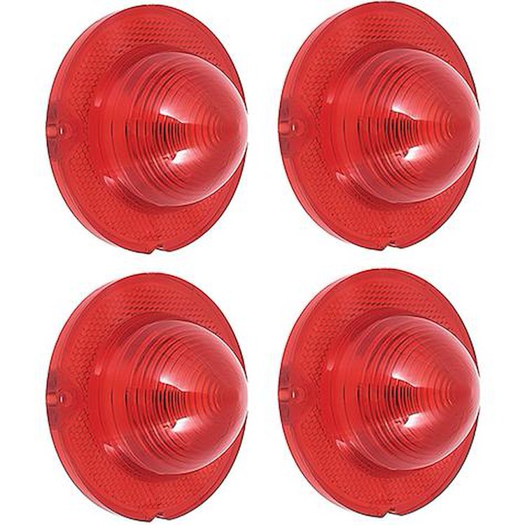 881289A 1958 Chevrolet Bel Air, Biscayne, 1961-66 Corvette; Tail Lamp Lens; Set Of 4 Red Lenses
