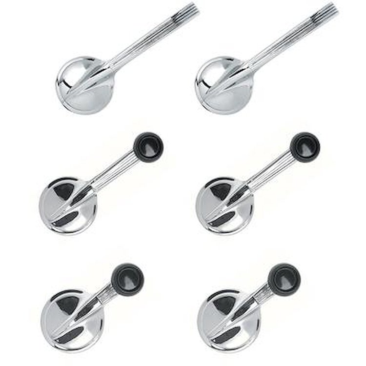 881430 1958 Various GM Models, Inner Door Release & Window Crank Handle Set, Chrome Handles, w/ Black Knobs