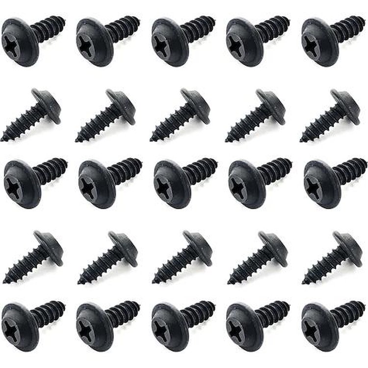 9421112 1962-74 Chrysler/Dodge/Plymouth, Glove Box Screw Set, #8 x 1/2", Flat Top, Phillips 13/32" Washer Head, Black Zinc