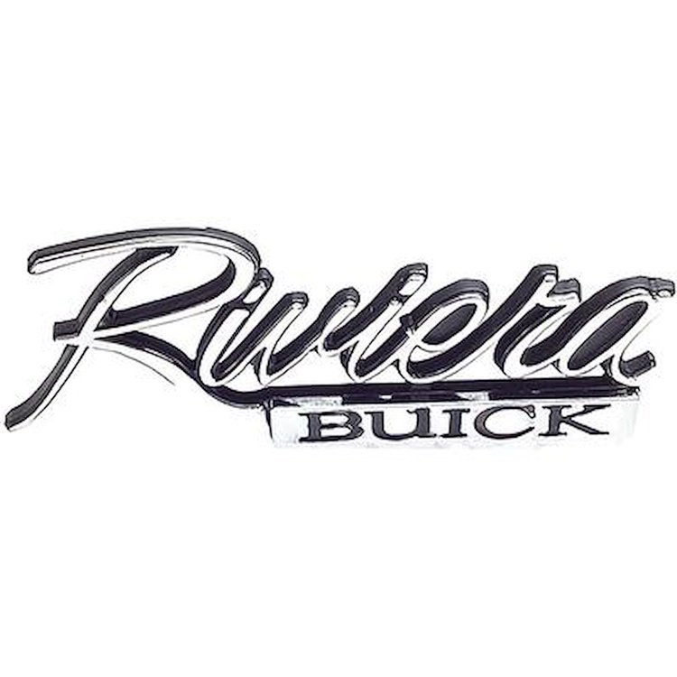 9628619 1973-74 Buick Riviera, Trunk Nameplate Emblem, Riviera Buick Script