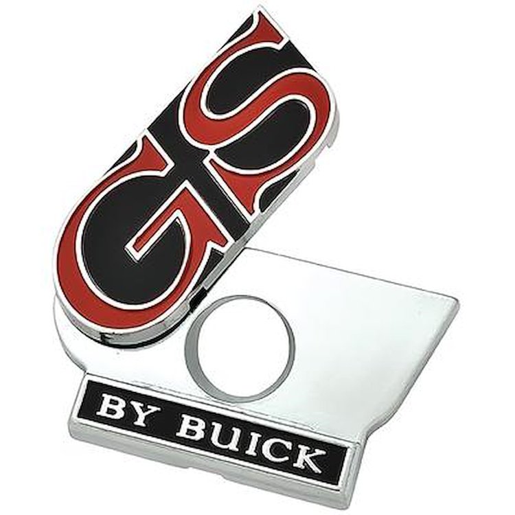 9718998 1969 Buick GS, Trunk Lock Emblem, GS Nameplate Insignia, Swivel Action Hides Keylock