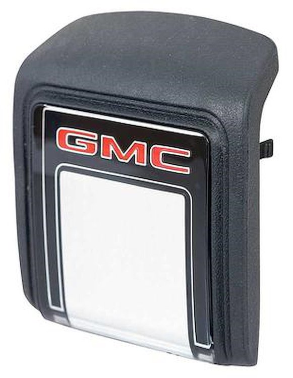 9761178 1978-91 GMC Pickup, Jimmy, Suburban, "GMC" Horn Cap, for Deluxe Steering Wheel, Black/Silver