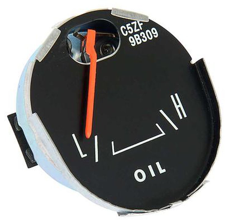 9B308AR Oil Gauge-1965-66 Ford Mustang; For Models With 5-Gauge Instrumentation; With Round Speedometer