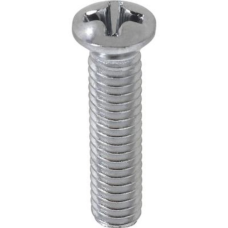 A1863 Chrome Machine Screw, #8-32 x 3/4", w/ Undersized #6 Phillips Oval Head