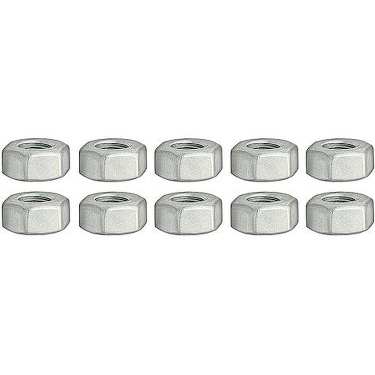 A3545K Standard Hex Nut, Fits 3/8-16 Thread, Zinc Plated, 10 Piece Set