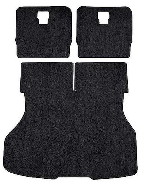 A4026B01 Rear Cargo Area Cut Pile Carpet Set With Mass Backing 1987-93 Mustang Hatchback; Black