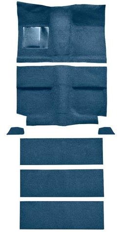 A4036A41 1964 Mustang Fastback; Passenger Area; Loop Floor Carpet Set; Medium Blue w/ Fold Down Seat Carpet;