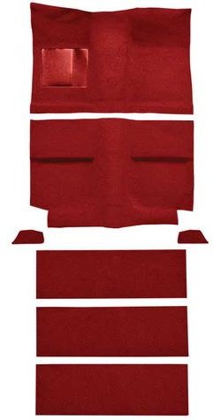 A4036B02 1964 Mustang Fastback; Loop Floor & Fold Down Seat Carpet Set w/ Mass Backing; Red