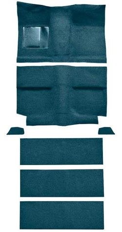 A4036B06 1964 Mustang Fastback; Loop Floor & Fold Down Seat Carpet Set w/ Mass Backing; Aqua