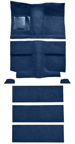 A4036B12 1964 Mustang Fastback; Loop Floor & Fold Down Seat Carpet Set w/ Mass Backing; Dark Blue