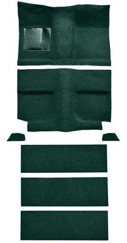 A4036B13 1964 Mustang Fastback; Loop Floor & Fold Down Seat Carpet Set w/ Mass Backing; Dark Green