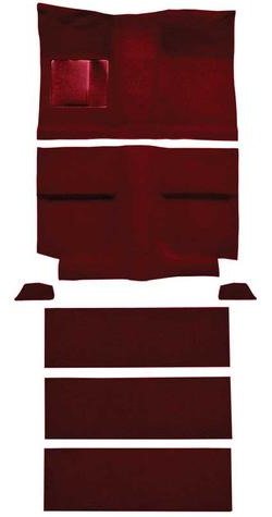 A4036B15 1964 Mustang Fastback; Loop Floor & Fold Down Seat Carpet Set w/ Mass Backing; Maroon