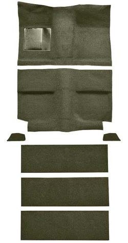 A4036B19 1964 Mustang Fastback; Loop Floor & Fold Down Seat Carpet Set w/ Mass Backing; Moss Green