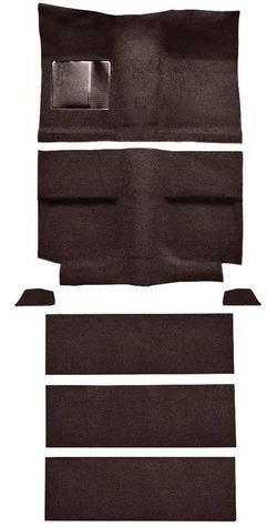 A4036B30 1964 Mustang Fastback; Loop Floor & Fold Down Seat Carpet Set w/ Mass Backing; Dark Brown