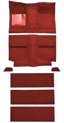 A4037A02 1964 Mustang Fastback; Passenger Area Nylon; Loop Floor & Fold Down Seat Carpet Set; Red