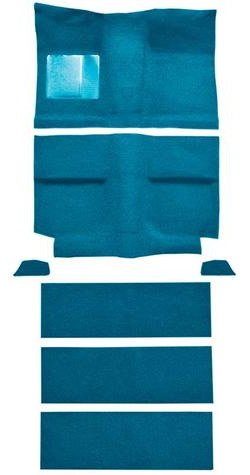 A4037A31 1964 Mustang Fastback; Passenger Area Nylon; Loop Floor & Fold Down Seat Carpet Set; Light Blue
