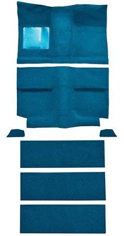 A4037A41 1964 Mustang Fastback; Passenger Area Nylon; Loop Floor & Fold Down Seat Carpet Set; Medium Blue