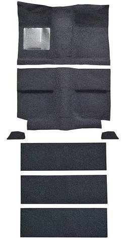 A4037B01 1964 Mustang Fastback Nylon; Loop Floor & Fold Down Seat Carpet Set w/ Mass Backing; Black