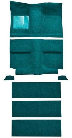 A4037B06 1964 Mustang Fastback Nylon; Loop Floor & Fold Down Seat Carpet Set w/ Mass Backing; Aqua