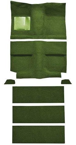 A4037B19 1964 Mustang Fastback Nylon; Loop Floor & Fold Down Seat Carpet Set w/ Mass Backing; Moss Green