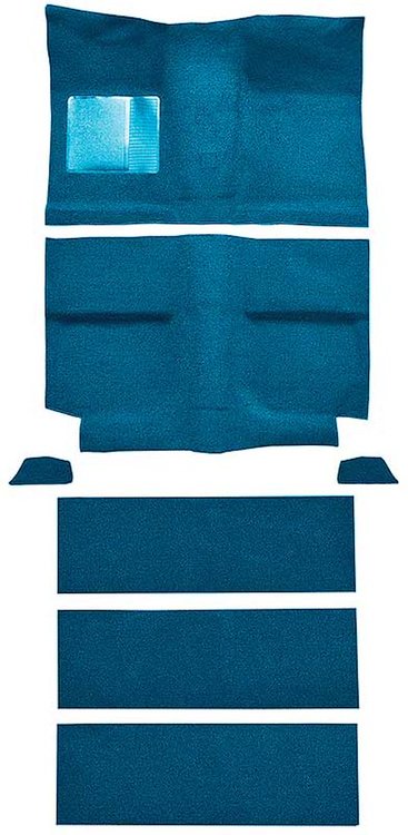 A4037B41 1964 Mustang Fastback Nylon; Loop Floor & Fold Down Seat Carpet Set w/ Mass Backing; Medium Blue