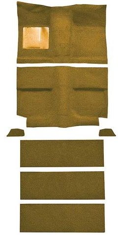 A4037B69 1964 Mustang Fastback Nylon; Loop Floor & Fold Down Seat Carpet Set w/Mass Backing; Medium Saddle