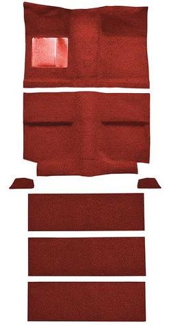 A4037B92 1964 Mustang Fastback Nylon; Loop Floor & Fold Down Seat Carpet Set w/ Mass Backing; Medium Red